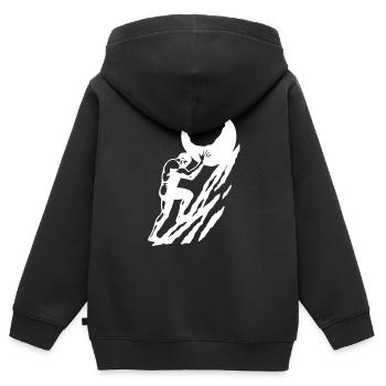 Sisiphus WHITE - Kids Premium Organic Zip-up Hoodie - black - Back - AI Model Kid Male (0cm)