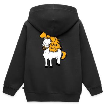 cheval mignon poney fille femelle fille cheval fille - Sweat Premium à capuche zippé enfant bio - noir - Dos - AI Model Kid Male (0cm)