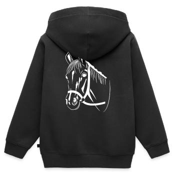 Pferdekopf - Kinder Premium Organic Zip Hoodie - Schwarz - Hinten - AI Model Kid Male (0cm)