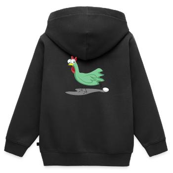 chicken - Kids Premium Organic Zip-up Hoodie - black - Back - AI Model Kid Male (0cm)