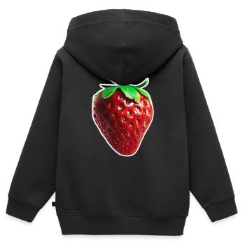 Hübsche rote Erdbeere - Kinder Premium Organic Zip Hoodie - Schwarz - Hinten - AI Model Kid Male (0cm)