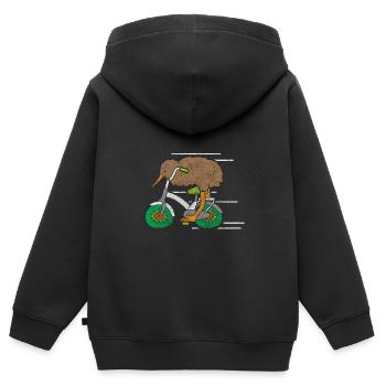 Kiwi Früchtchen Pazifik - Kinder Premium Organic Zip Hoodie - Schwarz - Hinten - AI Model Kid Male (0cm)