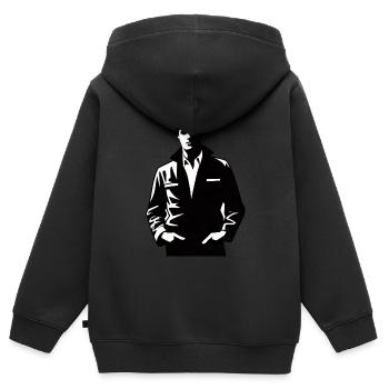 Noir Mystery: Mann im Schatten - Kinder Premium Organic Zip Hoodie - Schwarz - Hinten - AI Model Kid Male (0cm)