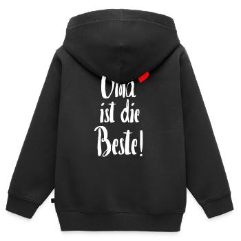 Oma ist die Beste | Geschenk für Oma - Kinder Premium Organic Zip Hoodie - Schwarz - Hinten - AI Model Kid Male (0cm)