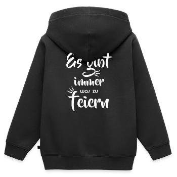 Party - Immer was zu feiern - Kinder Premium Organic Zip Hoodie - Schwarz - Hinten - AI Model Kid Male (0cm)