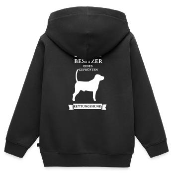 Stolzer Besitzer Rettungshund - Kinder Premium Organic Zip Hoodie - Schwarz - Hinten - AI Model Kid Male (0cm)