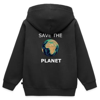 save the Planet - Kinder Premium Organic Zip Hoodie - Schwarz - Hinten - AI Model Kid Male (0cm)