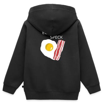 Oeuf au lard - Sweat Premium à capuche zippé enfant bio - noir - Dos - AI Model Kid Male (0cm)