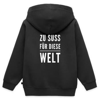 so süß - Kinder Premium Organic Zip Hoodie - Schwarz - Hinten - AI Model Kid Male (0cm)