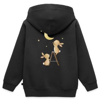 Hasen auf Leiter - Kinder Premium Organic Zip Hoodie - Schwarz - Hinten - AI Model Kid Male (0cm)