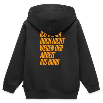 Warum kommst du ins Büro - Kinder Premium Organic Zip Hoodie - Schwarz - Hinten - AI Model Kid Male (0cm)