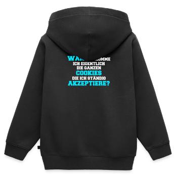 Cookies internet computer online website - Kinder Premium Organic Zip Hoodie - Schwarz - Hinten - AI Model Kid Male (0cm)