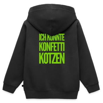 Fasching aus dem Mund - Kinder Premium Organic Zip Hoodie - Schwarz - Hinten - AI Model Kid Male (0cm)