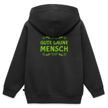 Mensch der guten Laune - Kinder Premium Organic Zip Hoodie - Schwarz - Hinten - AI Model Kid Male (0cm)