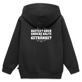 kalte Getränke - Kinder Premium Organic Zip Hoodie - Schwarz - Hinten - AI Model Kid Male (0cm)