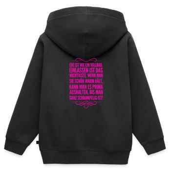 Ehe ist wie ein Vollbad - Kinder Premium Organic Zip Hoodie - Schwarz - Hinten - AI Model Kid Male (0cm)