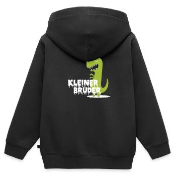 Kleiner Bruder Dinosaurier - Kinder Premium Organic Zip Hoodie - Schwarz - Hinten - AI Model Kid Male (0cm)