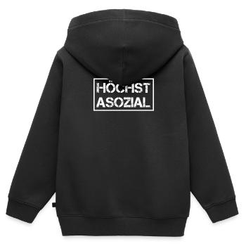 Asozial Rebell wild frei Gesellschaft Mainstream - Kinder Premium Organic Zip Hoodie - Schwarz - Hinten - AI Model Kid Male (0cm)