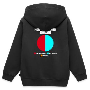 Englisch Fremdsprache Serien Games Online Anime - Kinder Premium Organic Zip Hoodie - Schwarz - Hinten - AI Model Kid Male (0cm)