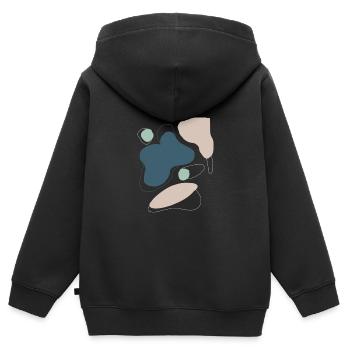 abstrakt blau beige Muster Formen - Kinder Premium Organic Zip Hoodie - Schwarz - Hinten - AI Model Kid Male (0cm)