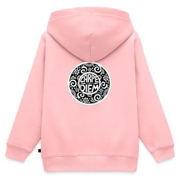 Carpe Diem - Sweat Premium à capuche zippé enfant bio - rose - Dos - AI Model Kid Female (0cm)