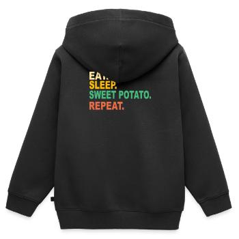 Patate douce Patate douce Patate douce - Sweat Premium à capuche zippé enfant bio - noir - Dos - AI Model Kid Male (0cm)