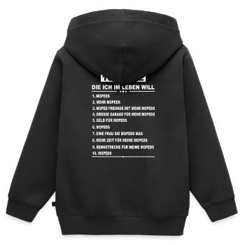 Moped Mopedfahrer Mofa Motorrad Zweirad Geschenk - Kinder Premium Organic Zip Hoodie - Schwarz - Hinten - AI Model Kid Male (0cm)