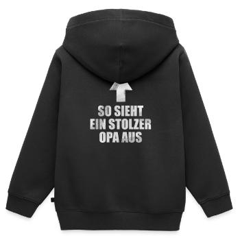 So sieht ein stolzer Opa aus weiß - Kinder Premium Organic Zip Hoodie - Schwarz - Hinten - AI Model Kid Male (0cm)