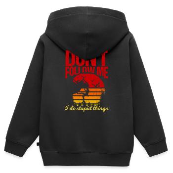 Mur d’escalade Bouldern roches grimpeurs grimpeurs de roche - Sweat Premium à capuche zippé enfant bio - noir - Dos - AI Model Kid Male (0cm)