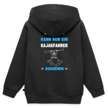 Kajak Wassersport Paddeln Kajakfahren Kajakfahrer - Kinder Premium Organic Zip Hoodie - Schwarz - Hinten - AI Model Kid Male (0cm)