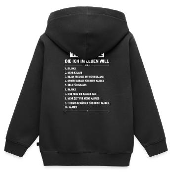 Kajak Wassersport Paddeln Kajakfahren Kajakfahrer - Kinder Premium Organic Zip Hoodie - Schwarz - Hinten - AI Model Kid Male (0cm)