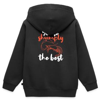 Jeu de mots Manger Crevette Crevette Amants pour les couples - Sweat Premium à capuche zippé enfant bio - noir - Dos - AI Model Kid Male (0cm)