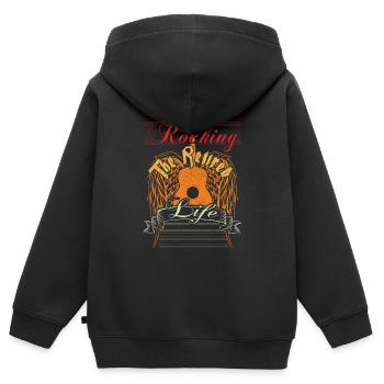 Leben Im Ruhestand Lustiger Spruch Rentner Gitarre - Kinder Premium Organic Zip Hoodie - Schwarz - Hinten - AI Model Kid Male (0cm)