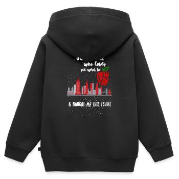 New York New York - Kinder Premium Organic Zip Hoodie - Schwarz - Hinten - AI Model Kid Male (0cm)