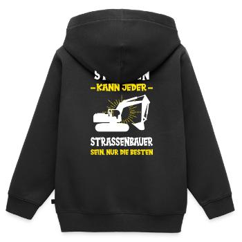 Straßenbau Strassenbauer Bauarbeiter Straßenbauer - Kinder Premium Organic Zip Hoodie - Schwarz - Hinten - AI Model Kid Male (0cm)