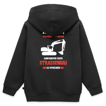 Straßenbau Strassenbauer Bauarbeiter Straßenbauer - Kinder Premium Organic Zip Hoodie - Schwarz - Hinten - AI Model Kid Male (0cm)