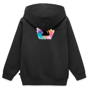 cygne oiseau oiseau d’eau cygne animaux étang étang - Sweat Premium à capuche zippé enfant bio - noir - Dos - AI Model Kid Male (0cm)