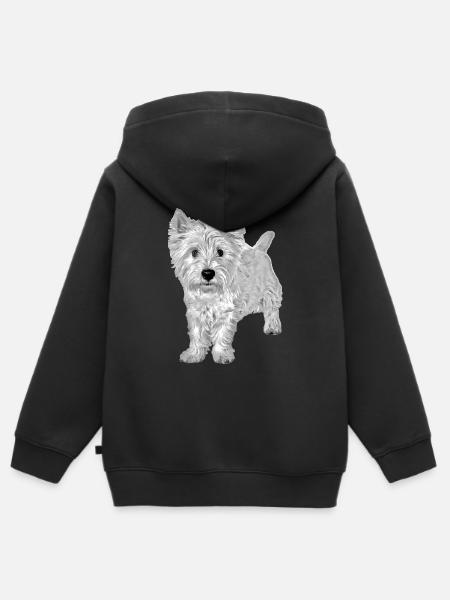 West Highland White Terrier Westie - Premium børne zip-hættetrøje økologisk - sort