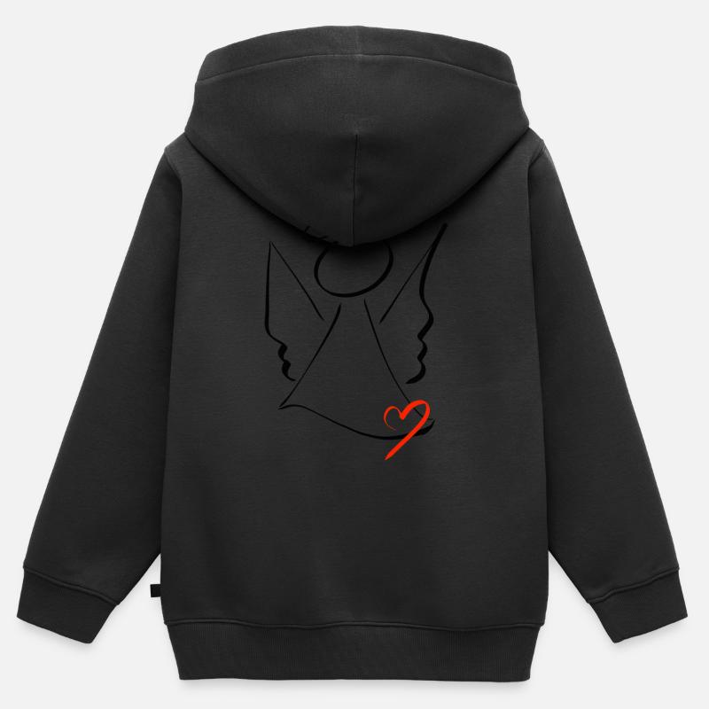 ange gardien - Sweat Premium à capuche zippé enfant bio - noir