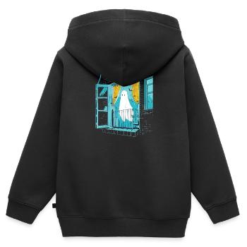 Spooky Ghost in the Window, Boo in the Window - Kids Premium Organic Zip-up Hoodie - black - Back - AI Model Kid Male (0cm)