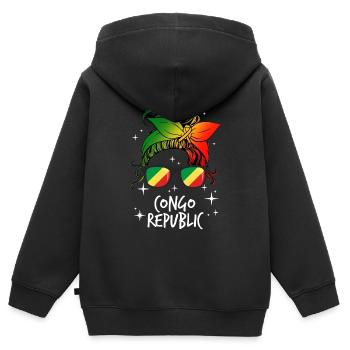 Kongo Republik - Kinder Premium Organic Zip Hoodie - Schwarz - Hinten - AI Model Kid Male (0cm)