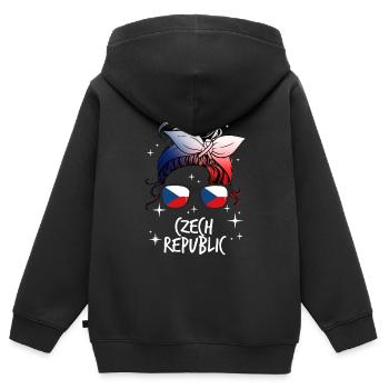 République tchèque - Sweat Premium à capuche zippé enfant bio - noir - Dos - AI Model Kid Male (0cm)