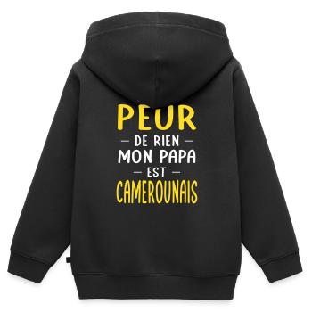 Je n'ai peur de rien mon papa est Camerounais - Sweat Premium à capuche zippé enfant bio - noir - Dos - AI Model Kid Male (0cm)