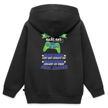 Zocken Gaming lustiger Spruch tshirt design - Kinder Premium Organic Zip Hoodie - Schwarz - Hinten - AI Model Kid Male (0cm)
