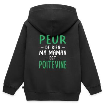 Je n'ai peur de rien ma maman est Poitevine - Sweat Premium à capuche zippé enfant bio - noir - Dos - AI Model Kid Male (0cm)