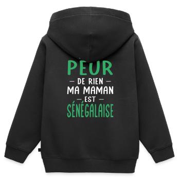 Je n'ai peur de rien ma maman est Sénégalaise - Sweat Premium à capuche zippé enfant bio - noir - Dos - AI Model Kid Male (0cm)