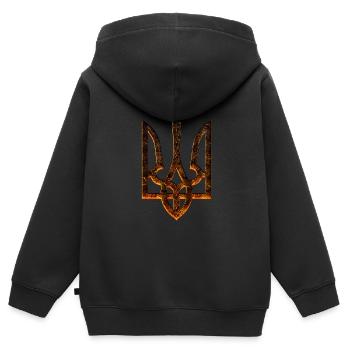 Trident ukrainien - Sweat Premium à capuche zippé enfant bio - noir - Dos - AI Model Kid Male (0cm)
