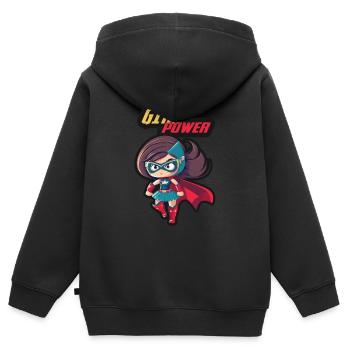 Superhero Girl Power - Kinder Premium Organic Zip Hoodie - Schwarz - Hinten - AI Model Kid Male (0cm)