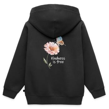 Freundlichkeit ist kostenlos - Kinder Premium Organic Zip Hoodie - Schwarz - Hinten - AI Model Kid Male (0cm)