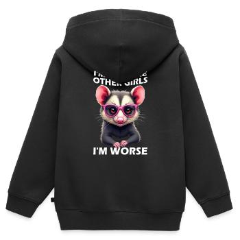 Ich bin nicht wie andere Mädchen Ich bin schlimme - Kinder Premium Organic Zip Hoodie - Schwarz - Hinten - AI Model Kid Male (0cm)